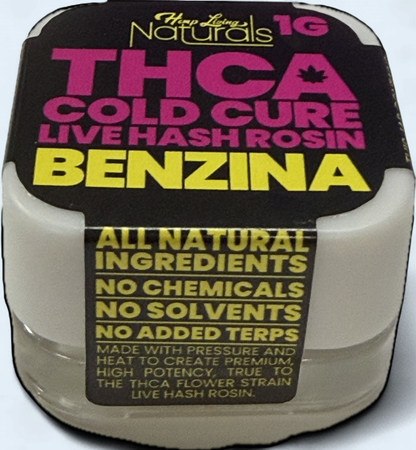 Hemp Living Naturals – THCA Cold Cure Live Hash Rosin – 1g Jar – Benzina