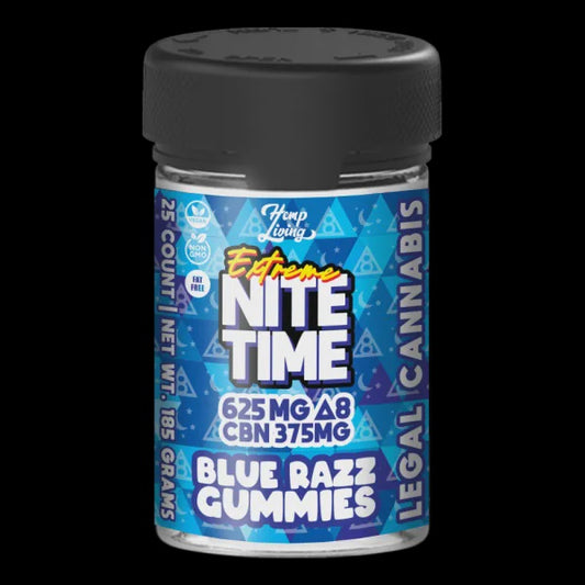 Hemp Living – Extreme Nite-Time Delta 8 & CBN Gummies 25ct Jar – Blue Razz